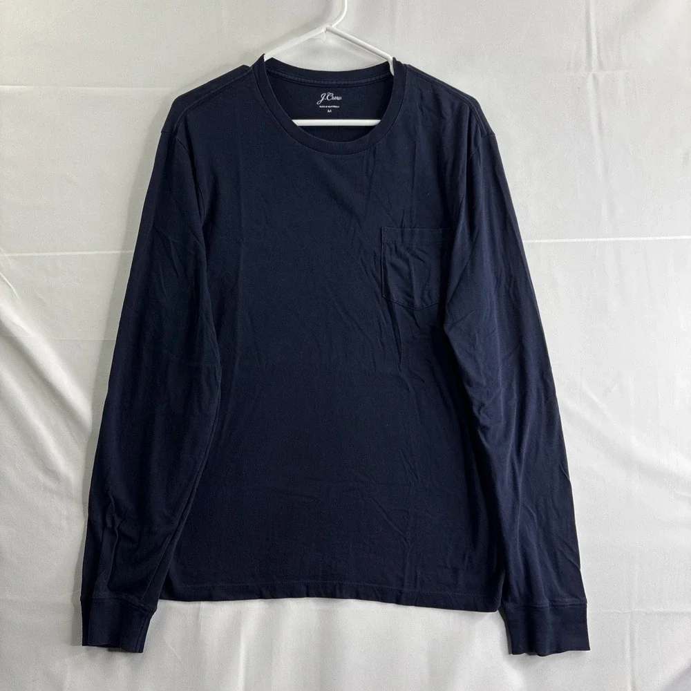 J.Crew Men's Medium Navy Blue Cotton Long Sleeve T-Shirt Casual - Picture 1 of 6